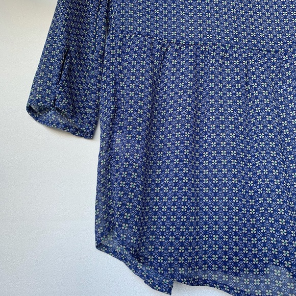 XS, Mossimo, blue retro floral print sheer top - Picture 9 of 11